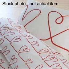 RARE Ikea KARLEKSORT Red Hearts Twin Size Duvet Quilt Cover And Pillow Case Set