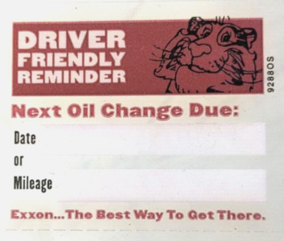 Vintage Exxon Tiger Oil Change Windshield Clings Reminders Classic Cars Lot of 8