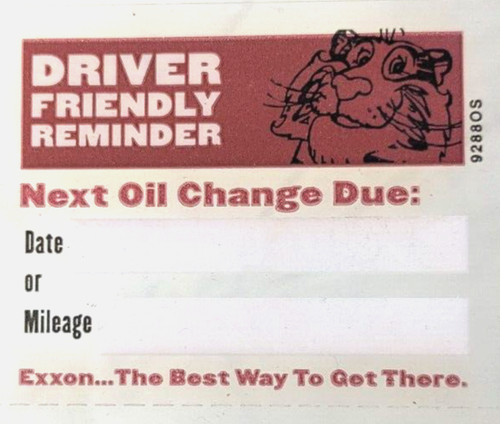 Vintage Exxon Tiger Oil Change Windshield Clings Reminders Classic Car Lot of 9
