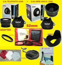 23:0.43x WIDE ANGLE 2.2x TELEPHOTO LENS ADAPTER to CANON SX500 IS SX510 HS 52mm