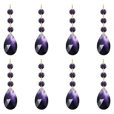 Teardrop Crystal Chandelier, 8 Pack 100mm Length Prisms Part Dark Purple