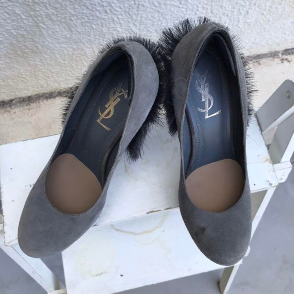 Scarpe decolte Saint Laurent YSL usate tacco grigio scamosciato tacchi alti EU37 5 US7 5 Giappone F S