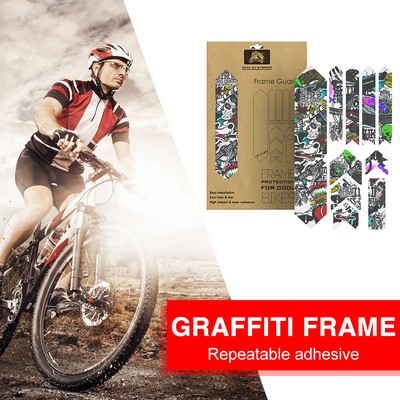 Lot De 3 Autocollants Protection Cadre VTT En Fibre De Carbone - Film Anti-rayures Et Anti-chaîne Pour VTT Et Route