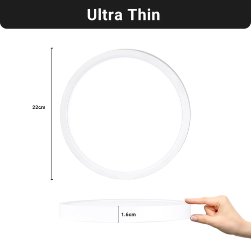 ® LED Plafoniera, 1.6CM Ultra-Sottile Rotonda Piatta IP44 Lampada Da Bagno Imper - Foto 5 di 12
