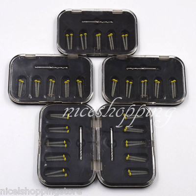 50 Pcs 5 Packs Dental Screw Thread Resin Quartz Fiber Post & 5 Drills Yellow 1.4