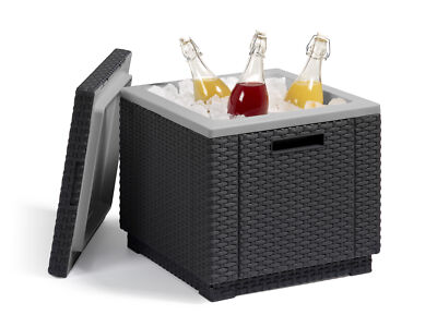 Keter Kühlbox ''IceCube'' Rattanoptik Kühler Getränkekühler 24h Kälte Hocker 