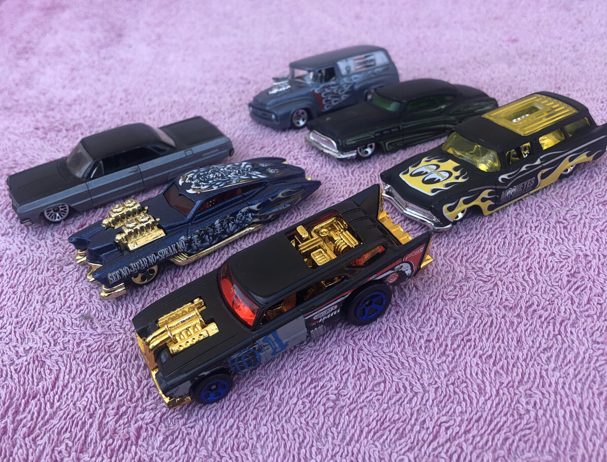 Hot Wheels Lowrider DIECAST CARS (Lot of 6) ‘64 Impala, ‘56 Ford Wagon