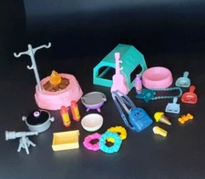 Barbie Camping Outdoor Accessories Lot Firepit Pots Guitar Pet Supplies & More