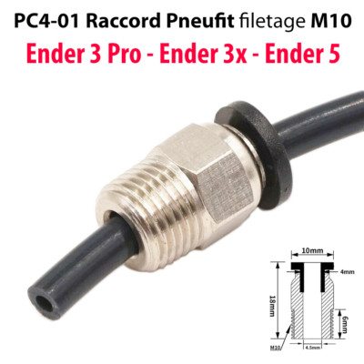 Pneufit PC4-01 1.75mm Fitting for Tube Bowden Ender 3 Pro / Ender 3x / Ender 5
