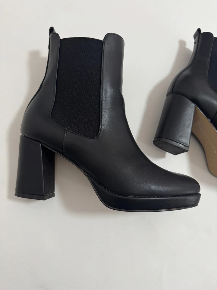 Botines French Connection Penny para mujer talla 8 imitación cuero negro tacón bloque Foto 2 de 4