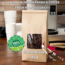 1 LB INDONESIA JAVA SAMPLE ROASTED COFFEE WHOLE BEAN, GROUND - ARABICA ORGANIC