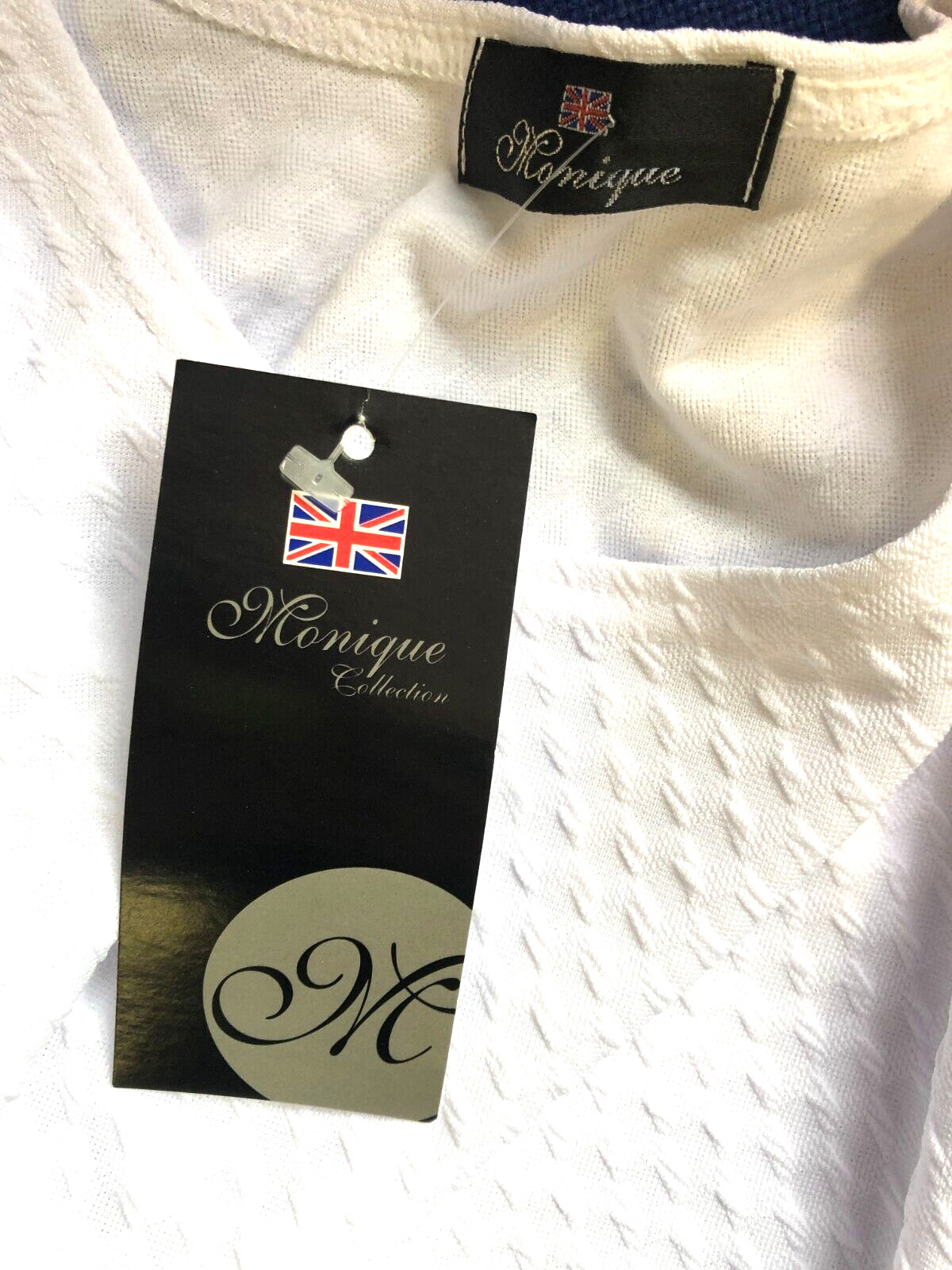 Womens T-Shirt UK14 White Round Neck Short Sleeve by Monique Collection BNWT image 3