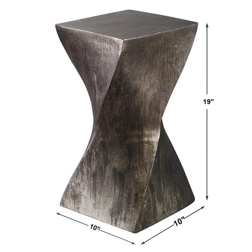 Uttermost Euphrates Contemporary Aluminum Accent Table in Tarnished Silver - Picture 11 of 11