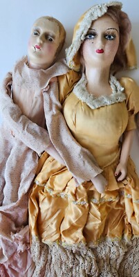Vintage Antique Old Boudoir Dolls All Original and Clothing Lot of