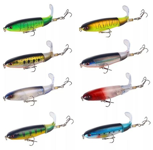 Largemouth bass pike Soft rotating tail top water fishing lures 8-pack lot - Picture 12 of 12