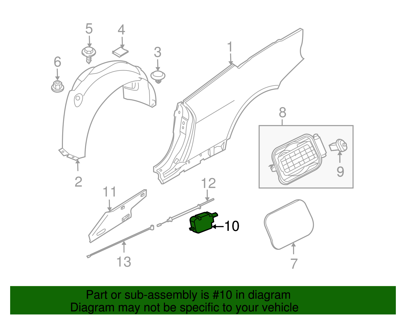 2006 2007 BMW 650i Fuel Tank Door Lid Flap Filler Release Actuator  