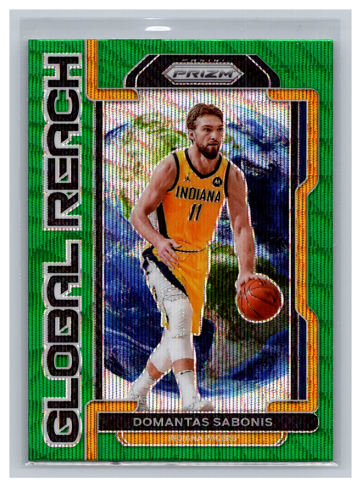 2021-22 Panini Prizm #10 Domantas Sabonis Global Reach Prizms Green Wave