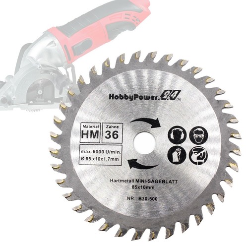 Mini Handkreissäge 3x HM Sägeblatt Holz 85x10 für Aldi Duro / Lidl / Norma / B30 - Bild 2 von 2