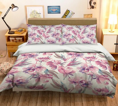 3D Pink Flower NAO3730 Bed Pillowcases Quilt Duvet Cover Set Queen King Fay
