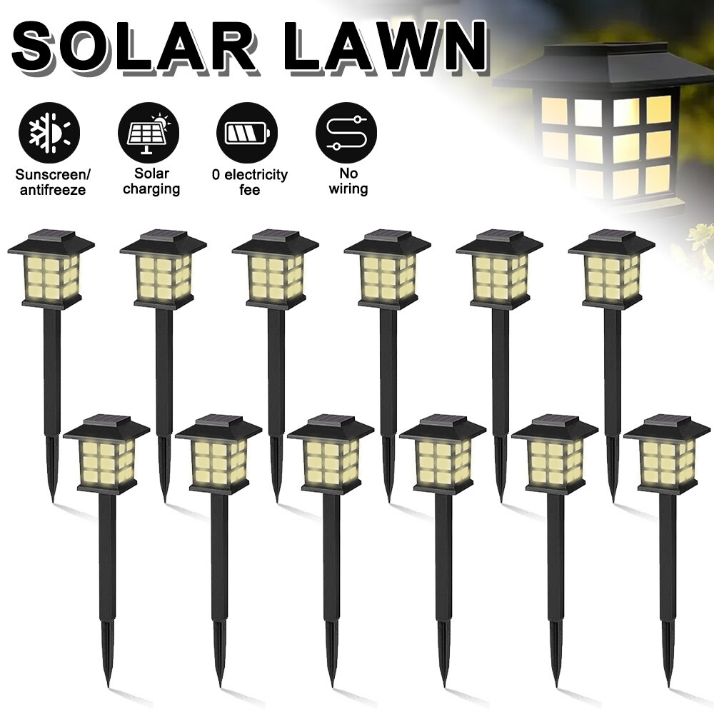 12PACKS white/warm light solar LED garden lights outdoor path landscape light ZW