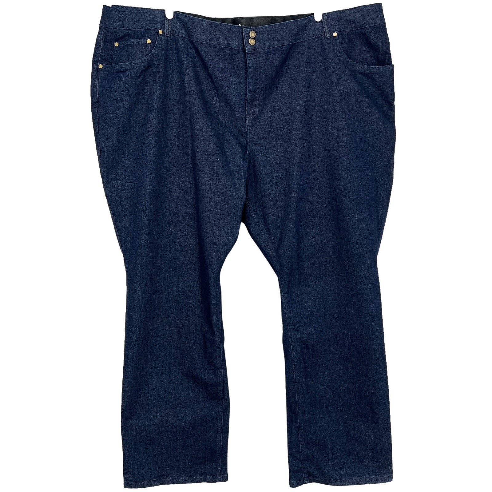Plus Sz 36w Tall Blue Elastic Waist Straight Stretch