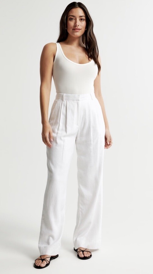 NWT Abercrombie Curve Love OL 25 Sloane Tailored Linen Ultra High