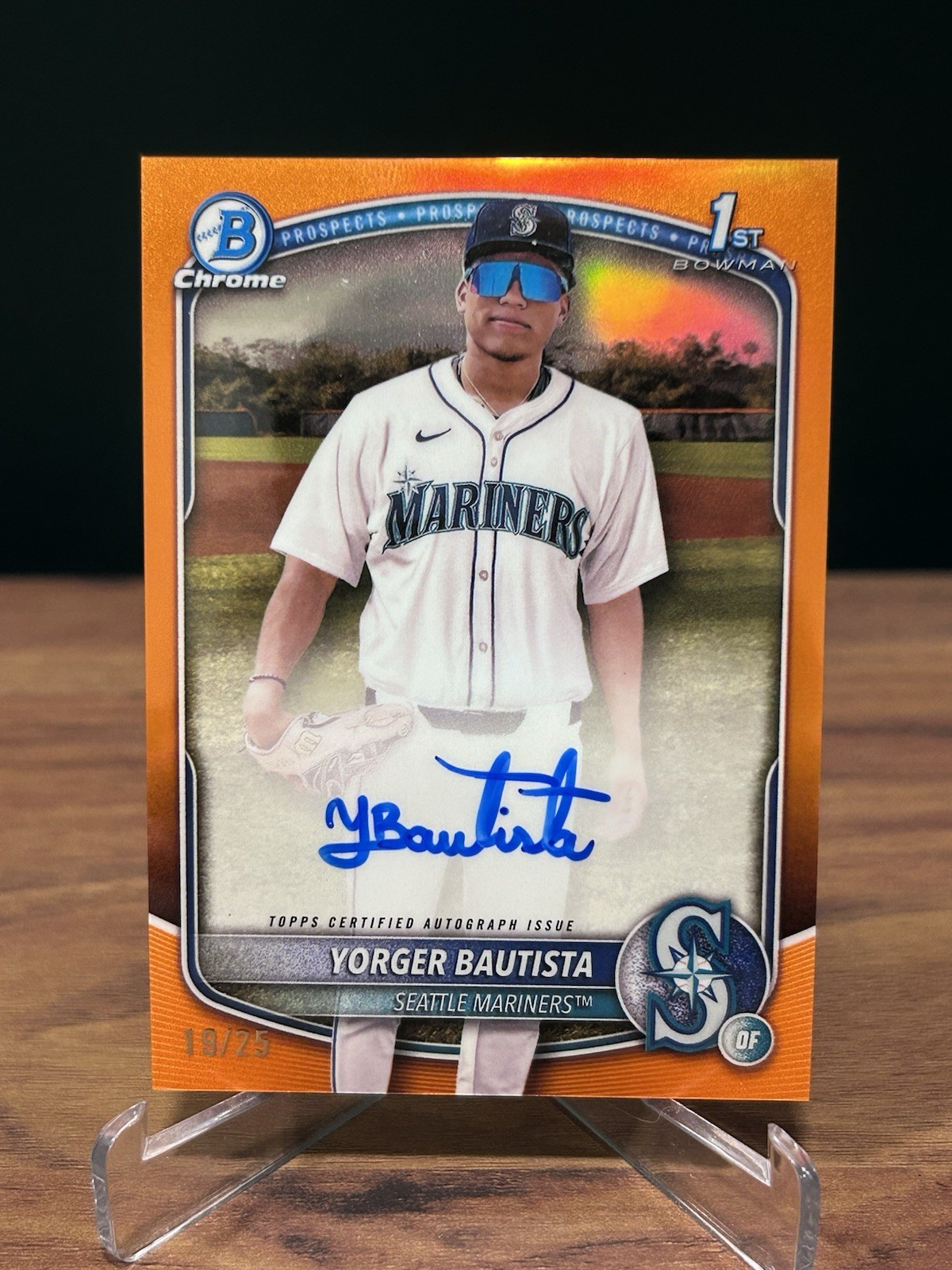 2025 Bowman Chrome Yorger Bautista 1st Bowman True Orange Auto /25 Mariners