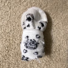 White Black Animal Print Fuzzy Crew Socks Full Toe for Women 1 Pair