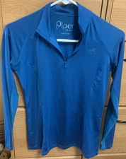 Piper By Smartpak Women’s S Blue  1/4 Zip Long Sleeve equestrian Top Sun Shirt 