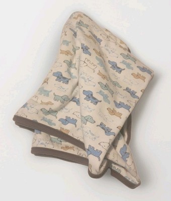 Little Me Puppy Blue/ Brown Unisex Security/ Receiving Blanket 21x27