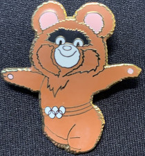Vintage 1980 Moscow Olympic Mascot Misha Bear Enamel Lapel Pin USSR
