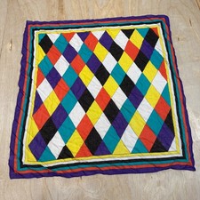 Vintage Multicolor Geometric Italy Made Scarf 100 Rayon 30  X 30  