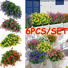 6X Artificial Plants Fake Flowers In/Outdoor For Garden Porch Window/Box Plants