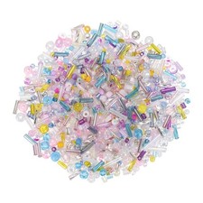 2000 Pcs Mixed Glass Seed Beads Glass Bugle Beads, 2-7mm Beads, Pastel Color