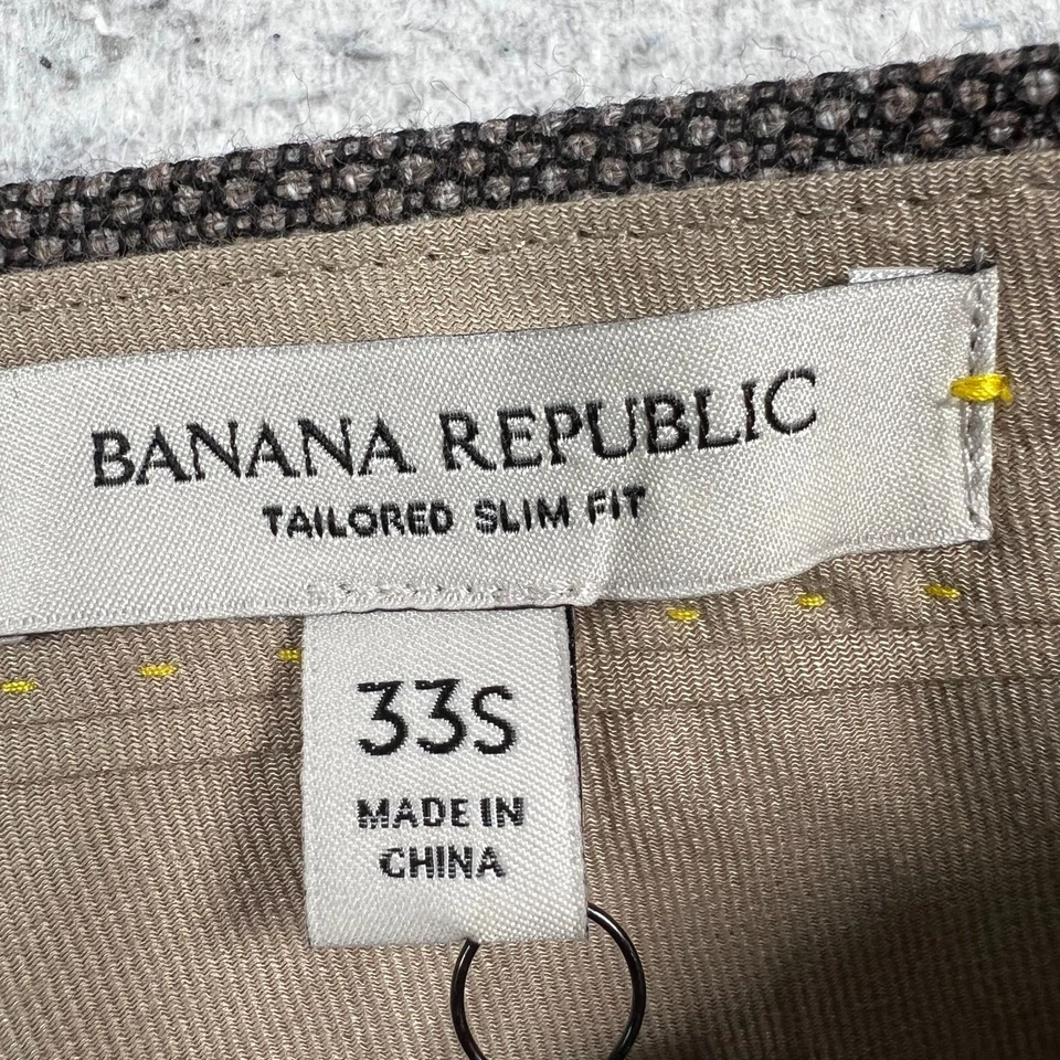 Pantalones ajustados Banana Republic para hombre 33S tiro medio tweed oficina marrón nuevos con etiquetas Foto 3 de 4