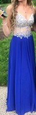 Camille La Vie Straight Prom Gown, Blue, Size 0