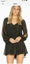 Show Me Your Mumu Black Gold Mini Dress Boho Babydoll