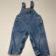Vintage USA Osh Kosh Bgosh Kids Denim Overalls Light Wash Vestbak 3/6 months