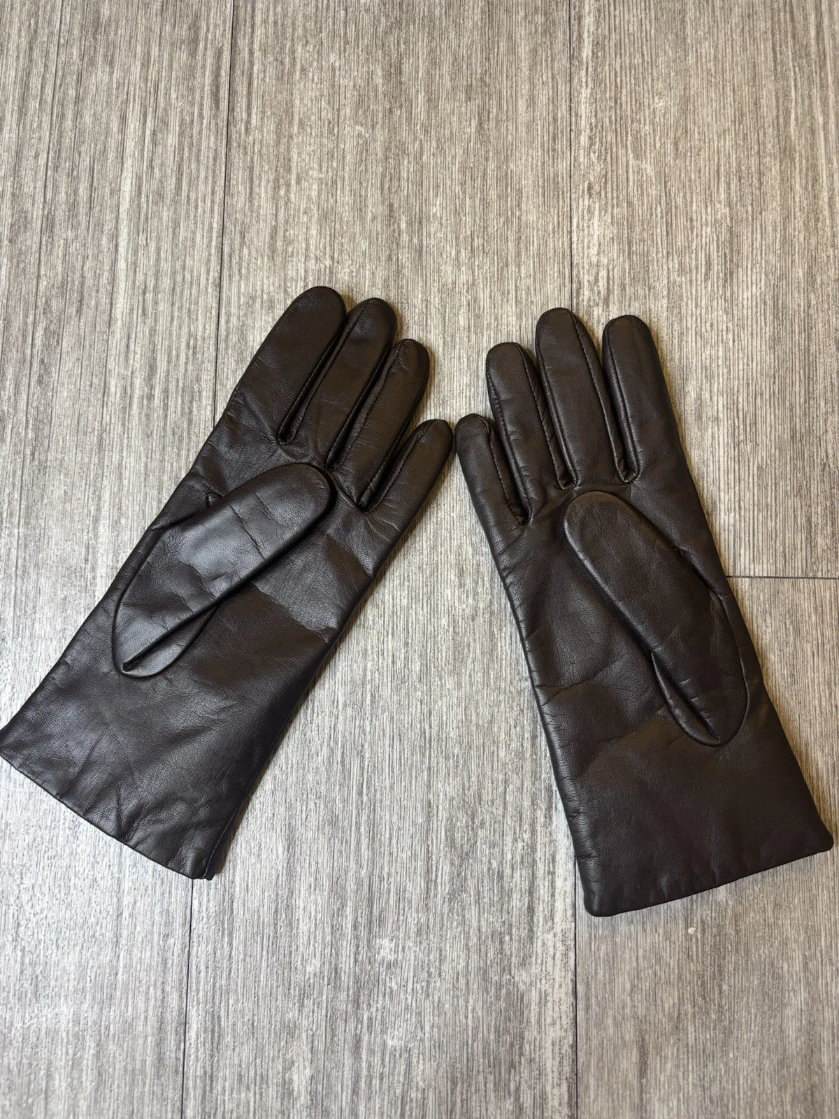 brown genuine leather gloves polyester lining style 7
