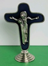 4″ Blue Enamel ‘Mother Of Sorrows’ Standing Crucifix - Italy