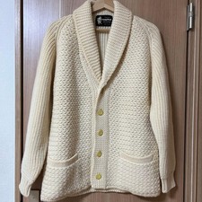 KAPITAL Shawl Collar Thick Ivory Knit Cardigan