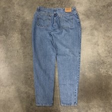 Vintage 90s Levis 550 Womens 20W 38x32 Relaxed Tapered Mom Jeans Blue High Rise