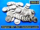 Cartwheel Luster 1953-D "BU" Dimes Roll ➫ Super Eye-Appeal ➫ Mint Luster ➫ R353d