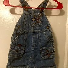 Vintage Y2K OshKosh girls 2t floral embroidered denim overall dress