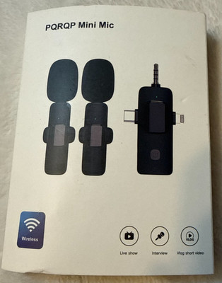 PQRQP 2-Pack Wireless Lavalier Microphone 3-in-1 Receiver for iPhone/Android...