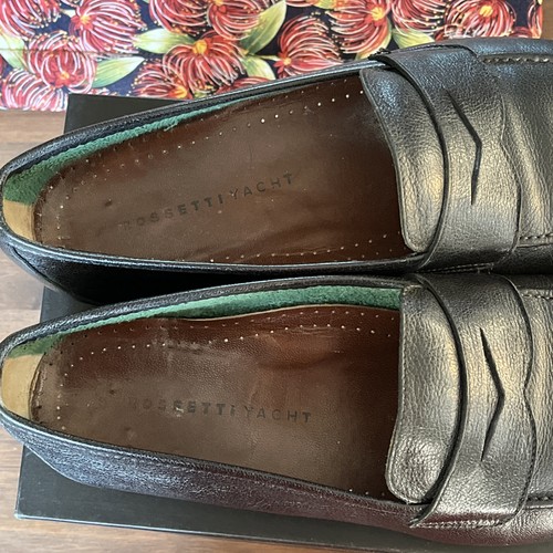 Rossetti Yacht Black Leather Penny Loafers Mens Size UK 8 Italy Great Condition - Picture 9 of 11