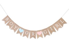 Boy or Girl Burlap Banner - Rustic Gender Reveal Banner, Baby Shower Decorations