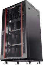 SYSRACKS 22U 19in Freestanding Server Rack w/ Glass Door, 100 kg, 2 Panels