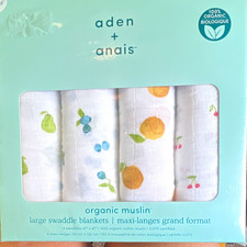 aden anais Organic Muslin Swaddling Blanket 4-Pack 47x47 Fruit Multicolor