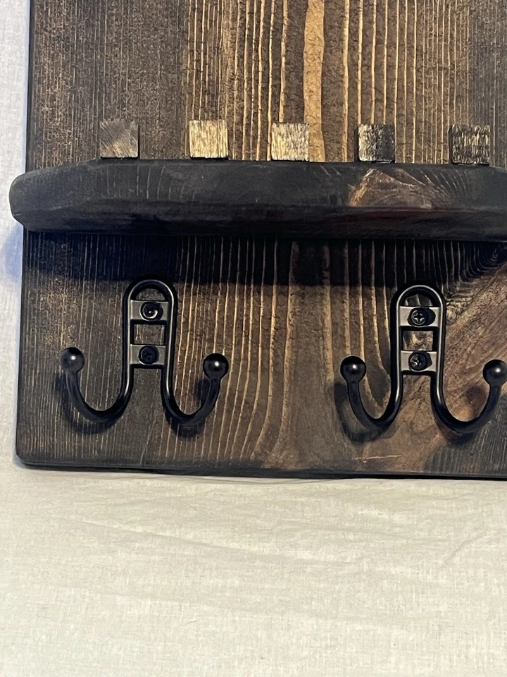 Key Holder Wall Mount, Rustic Key Hooks for Wall with Shelf for Organizer, En... - Image 4 of 4